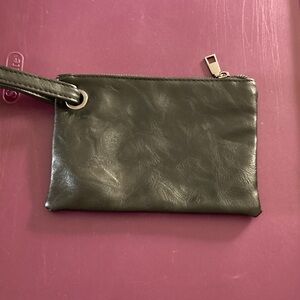 Elegant Black Leather Wristlet